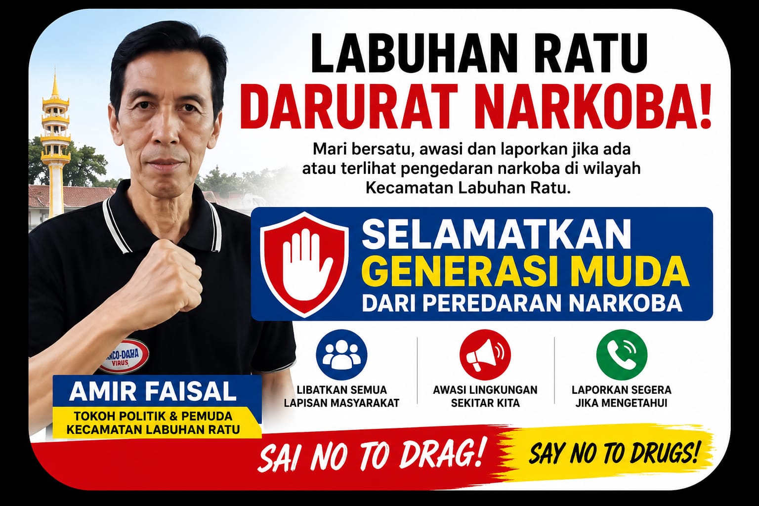 Labuhan Ratu Darurat Narkoba, Amir Faisal Serukan Gerakan Bersama Selamatkan Generasi Muda